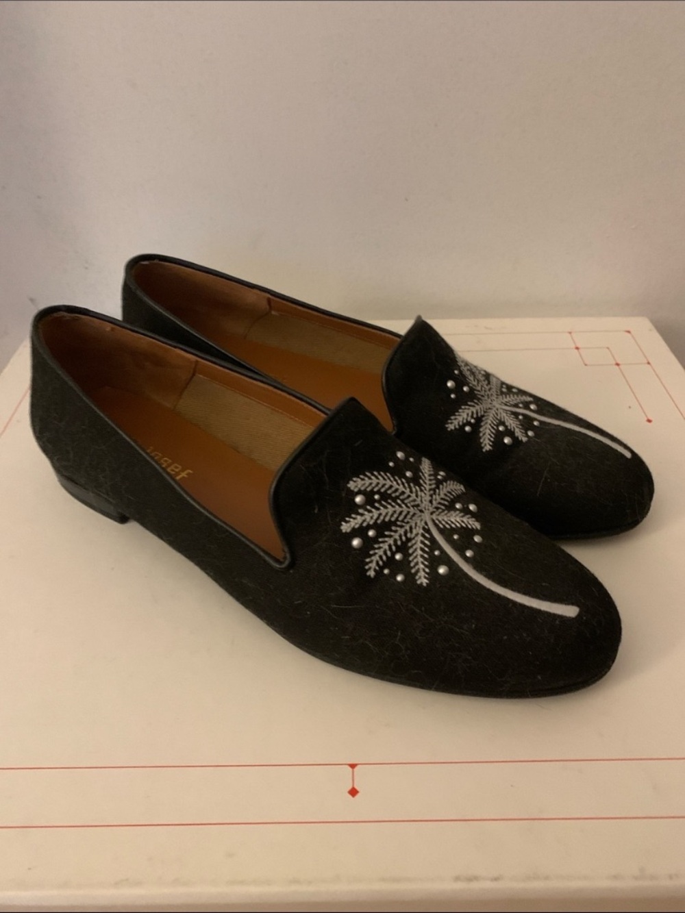 Black Embroidered Loafers